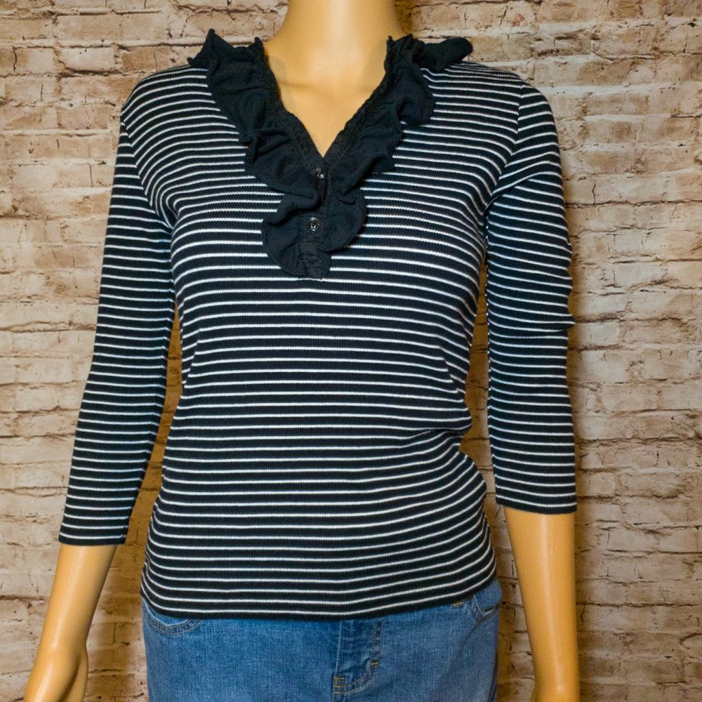 Ralph Lauren Striped Ruffle Top - Size XS